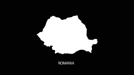 revelación digital y zoom en el mapa del país de rumania vídeo alfa con el nombre del país revelando el fondo | mapa del país y título revelando el vídeo alfa para editar plantilla conceptual