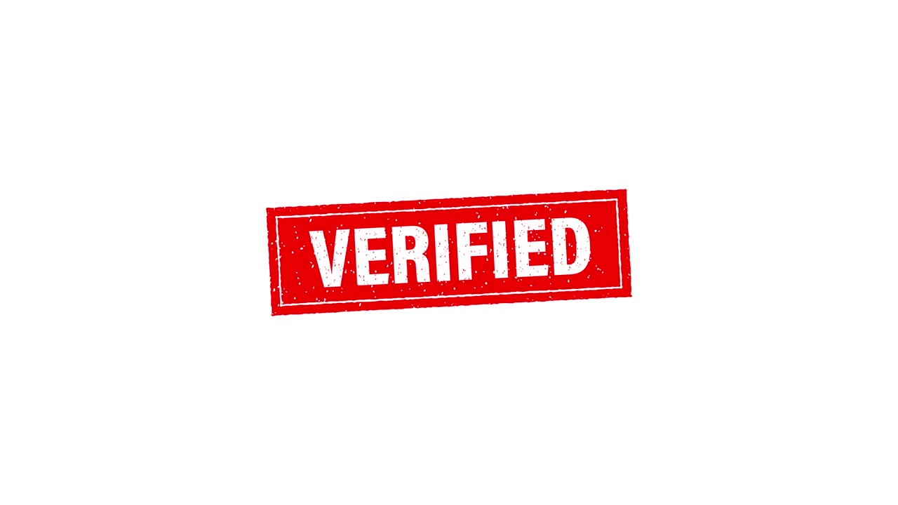 Vintage verified, great design for any purposes. Template on red backdrop. Motion graphics. Business concept. Isolated object.