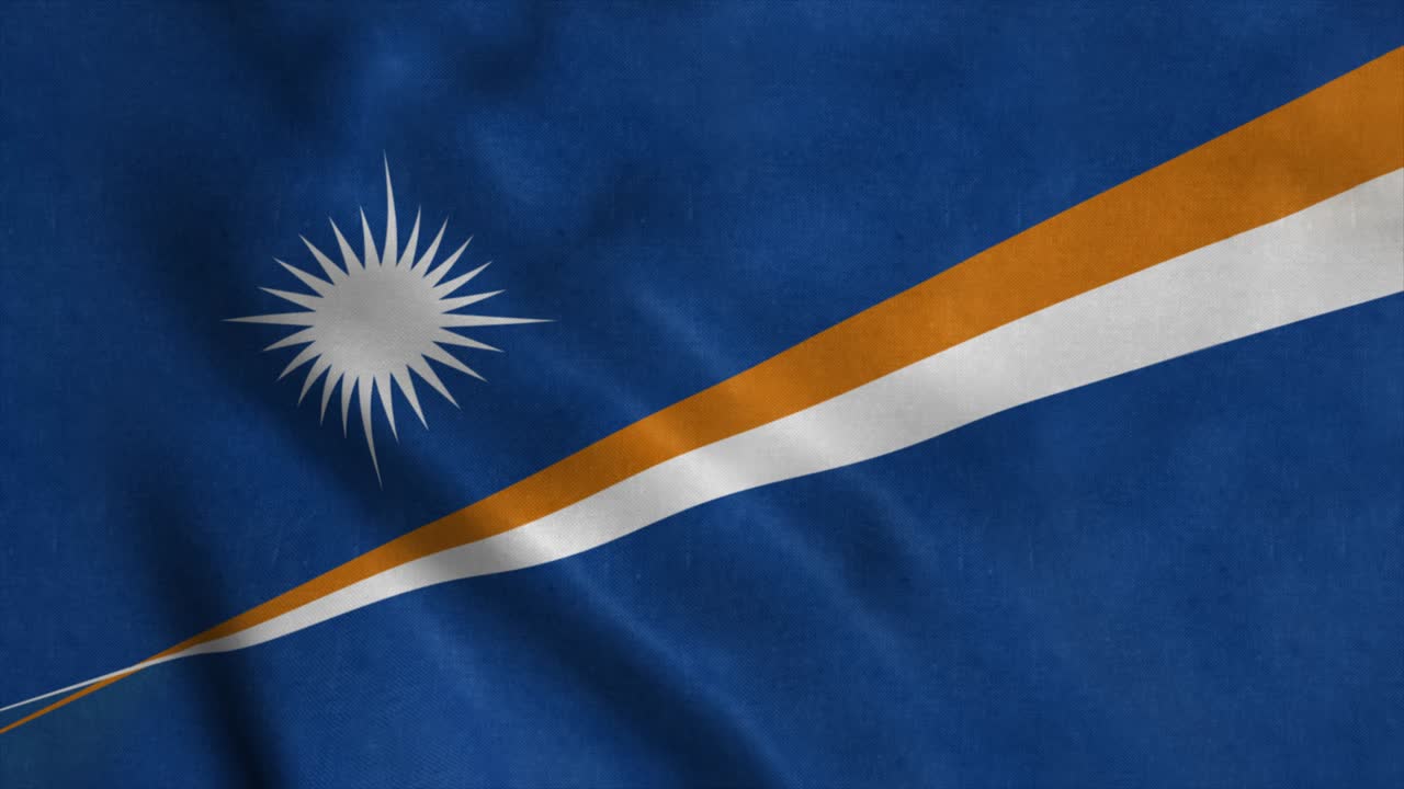 La bandiera nazionale delle Isole Marshall sventola al vento. 4K.