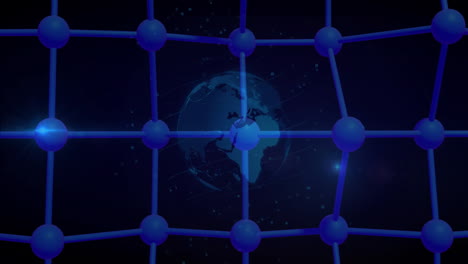 animación de la red de conexiones con el globo sobre fondo negro