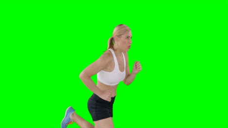 side view of sportswoman is running