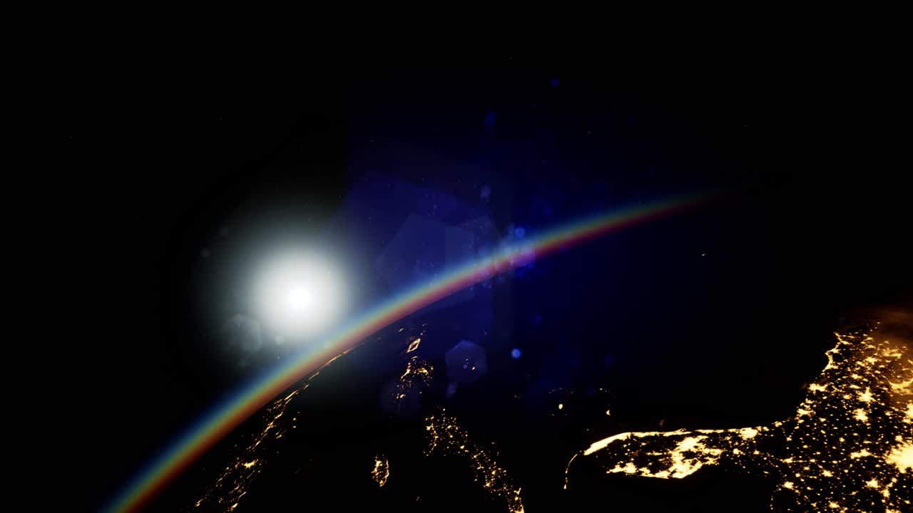 밤에 우주, 태양, 지구