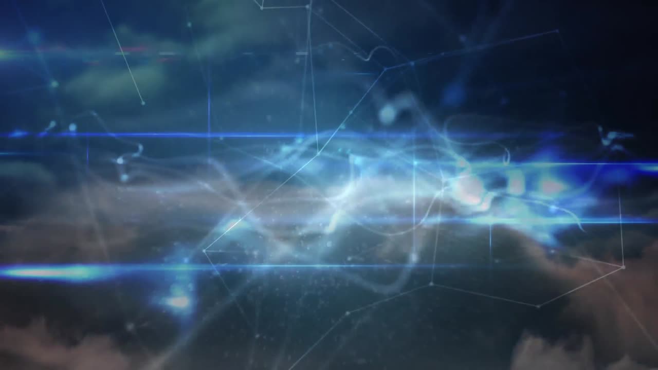 Animation of networks of connections over sky