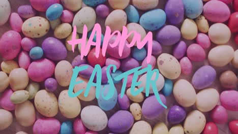 animación de feliz pascua sobre coloridos huevos de pascua