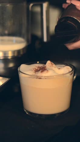 preparing a cappuccino or latte