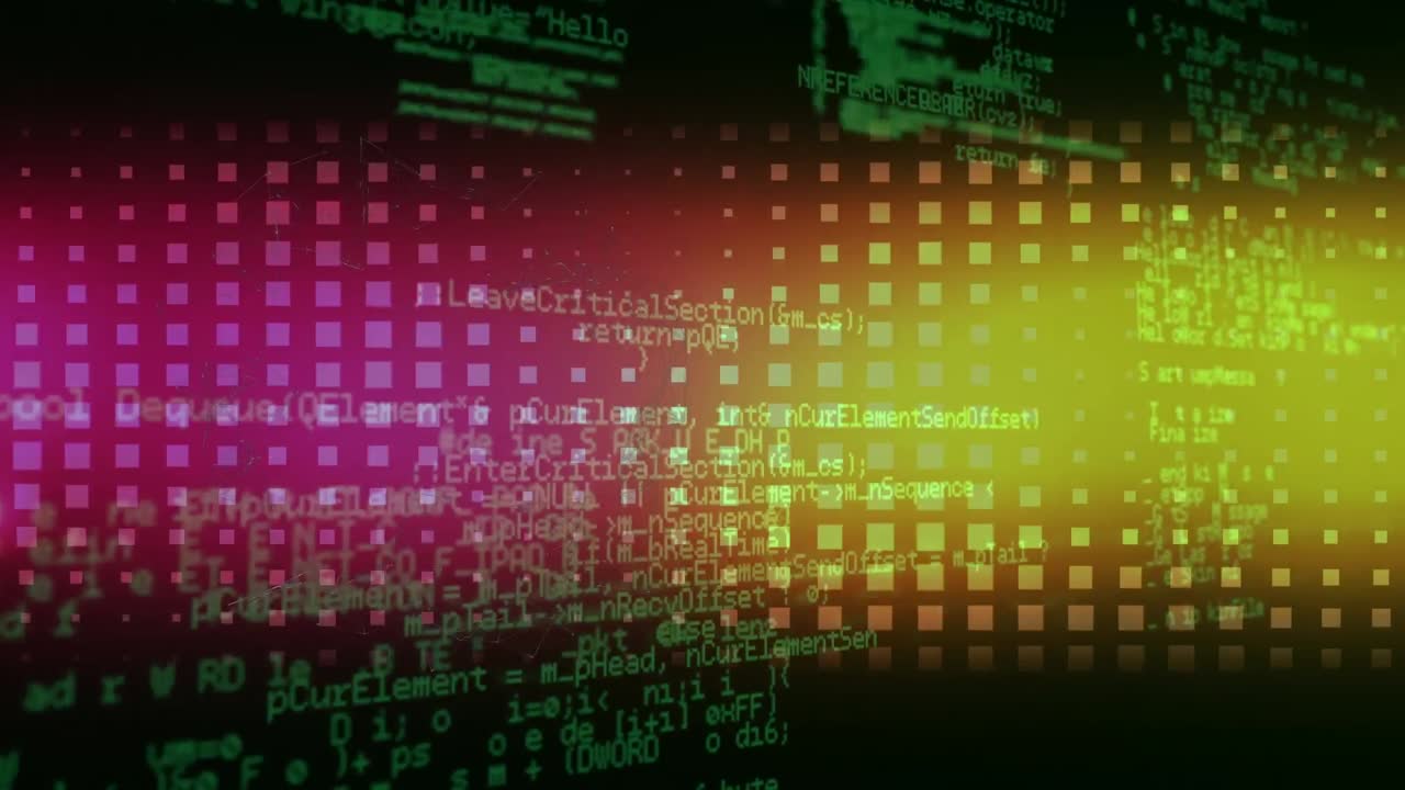animación del procesamiento de datos sobre un fondo colorido