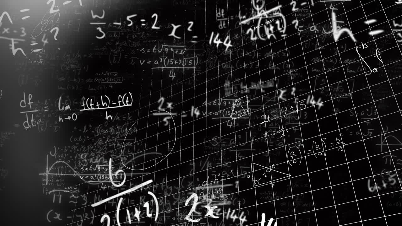 animación del procesamiento de datos matemáticos sobre un fondo negro