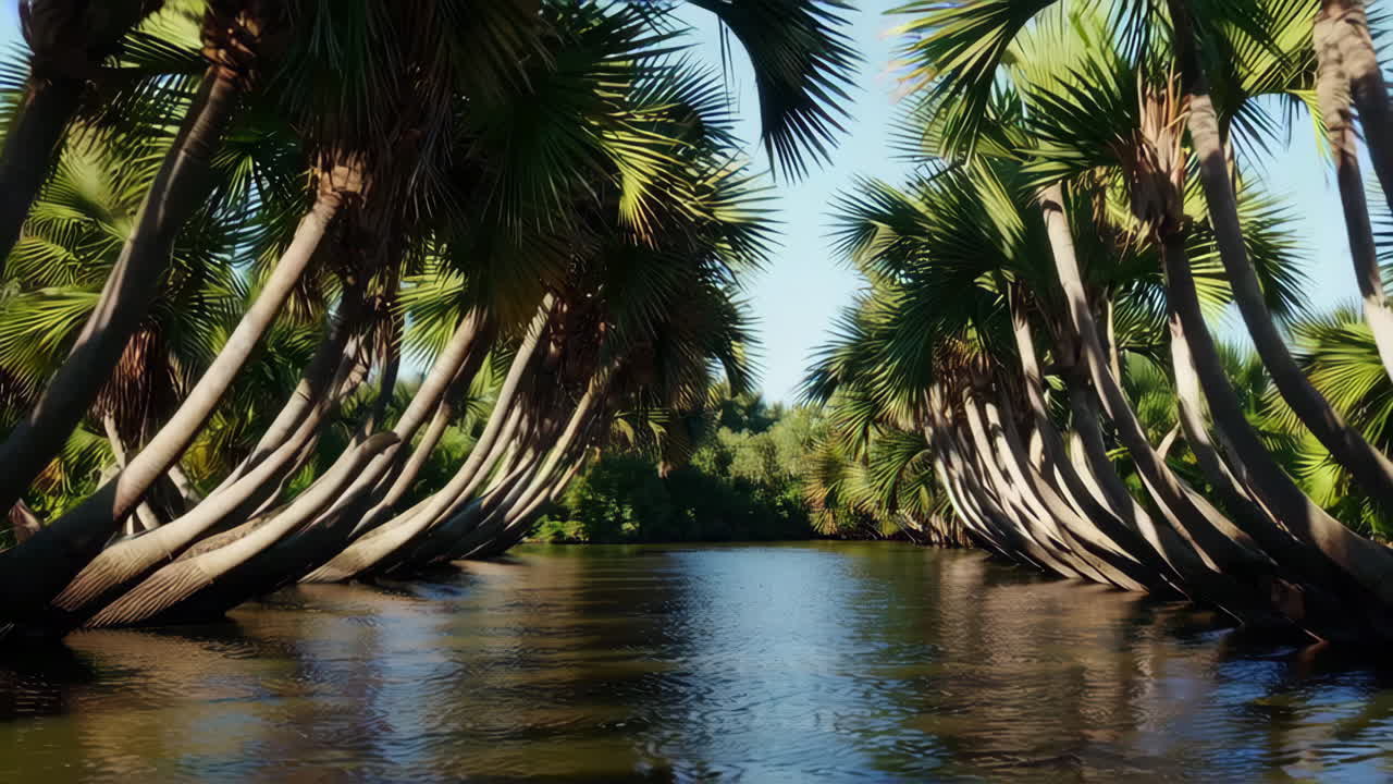 Palm Tree Lined Canal