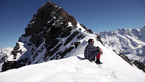 pitiful hispanic de stressing at switzerland mountains