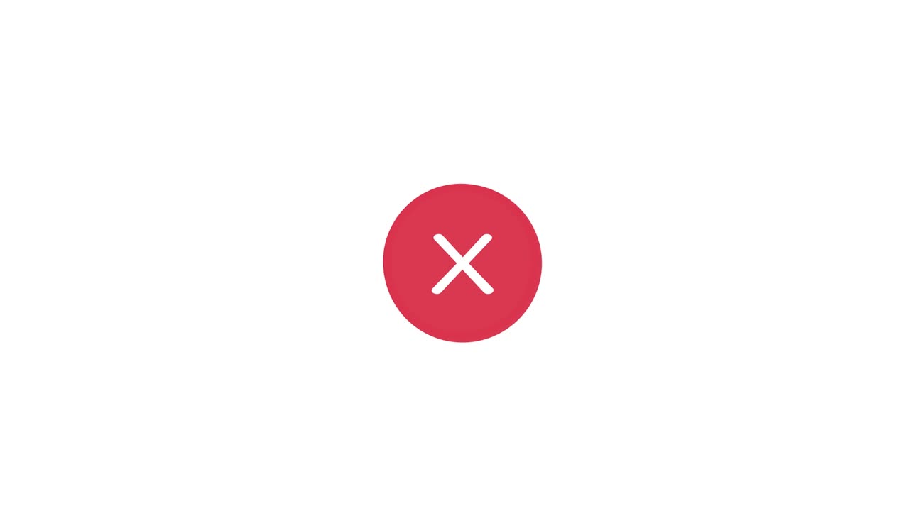 Red cross symbol. Motion Graphics.Cancel icon.