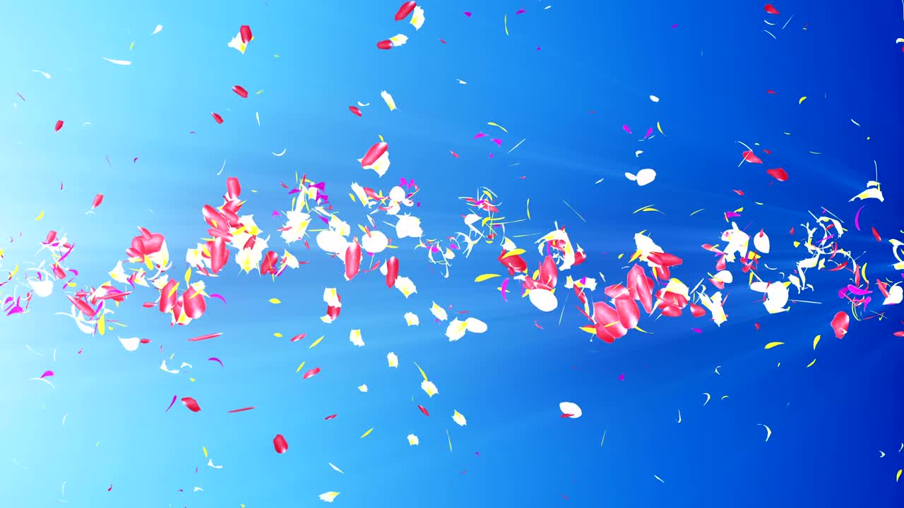 화려한 잎자루, 나선형 반이는 꽃잎, 꽃 모양, 예쁜 춤추는 꽃잎, 회전하는 꽃잎에서 소용돌이, 추상적인 루프 애니메이션.