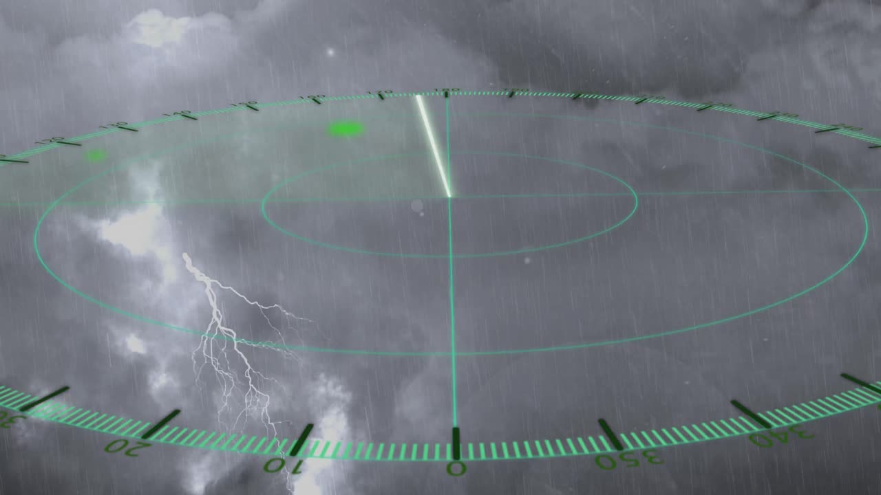 구름과 번개로 하늘을 스캔하는 스의 애니메이션