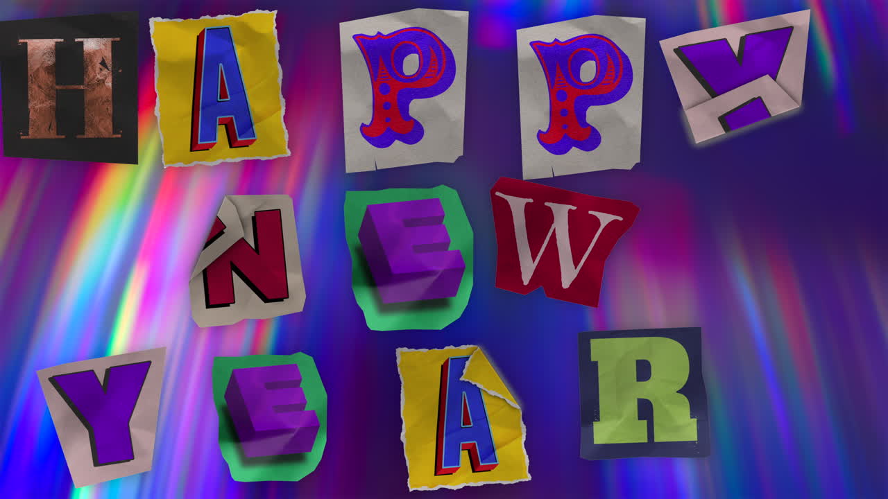 feliz año nuevo animación gráfica