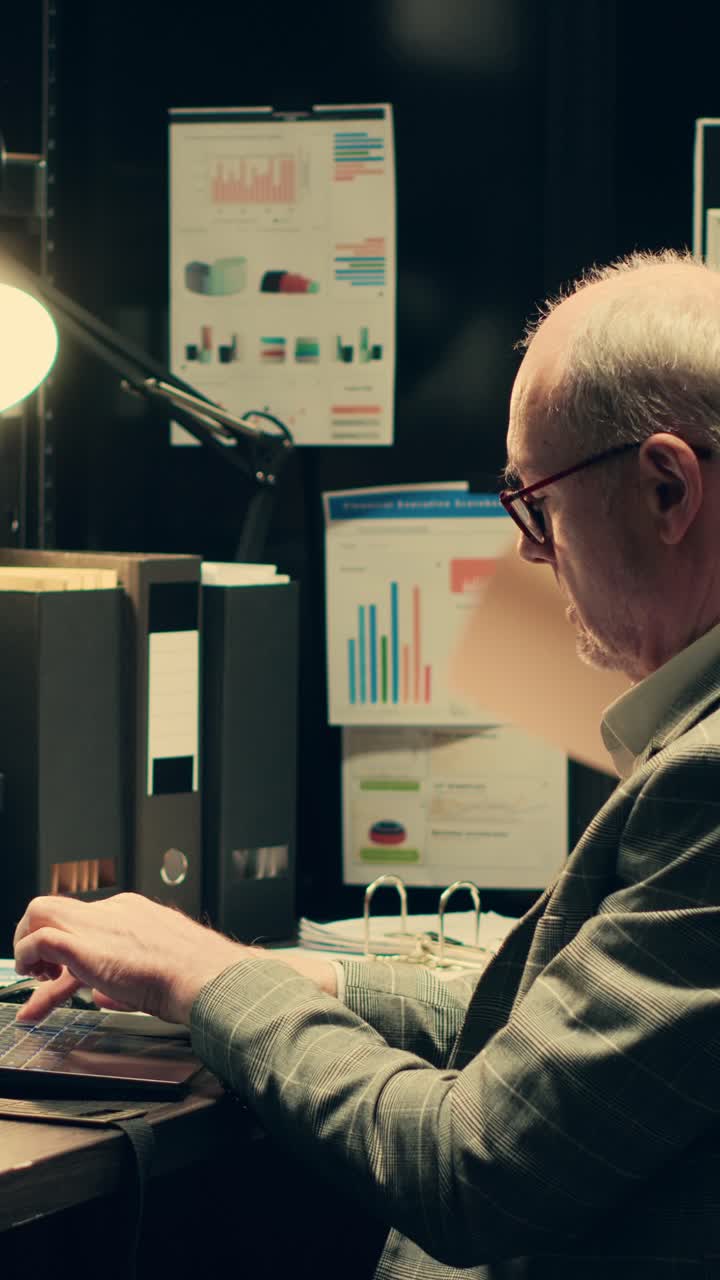 Vertical Video Team of private officers reading confidential folders with federal information