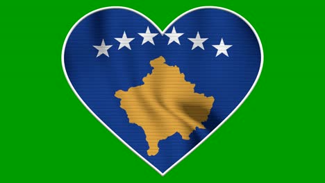 kosovo heart love flag loop - realistic 4k flag waving in the wind