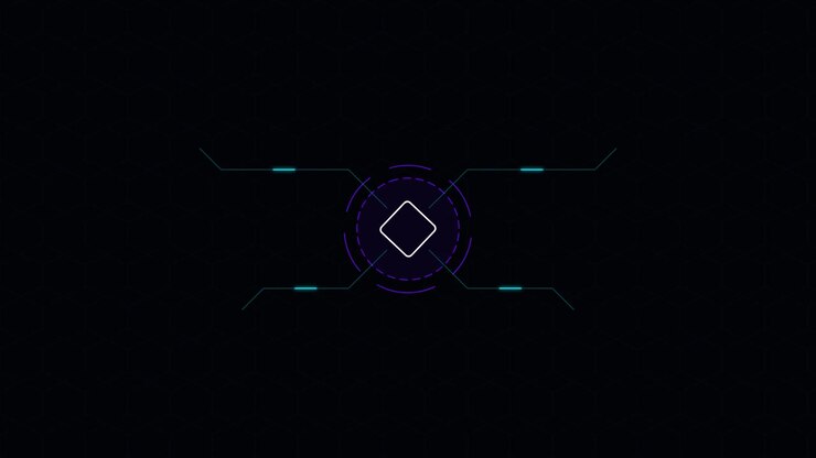 Futuristic Digital HUD Interface with Rotating Square Element
