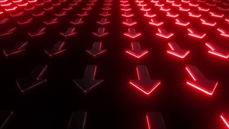 red neon arrows pattern on black background