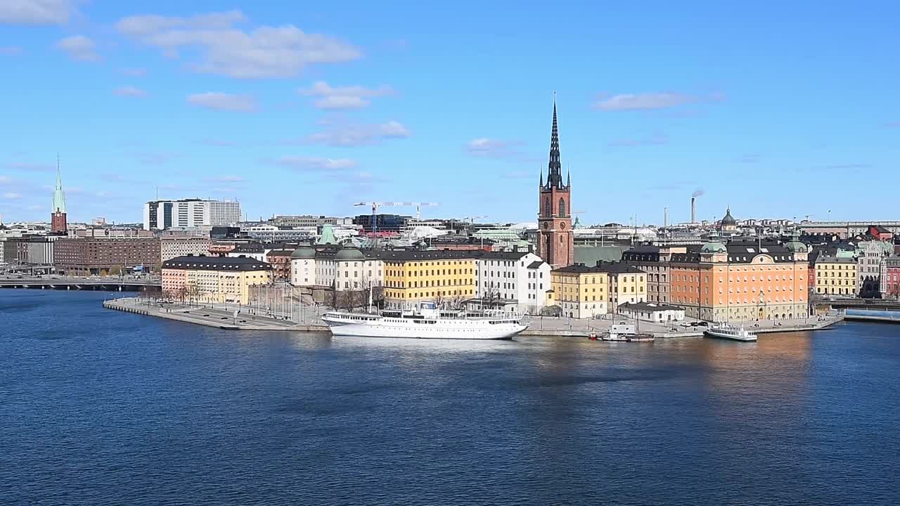 Panoramic view of Stockholm skyline in Sweden showcasing Scandinavian architecture, modern cityscape