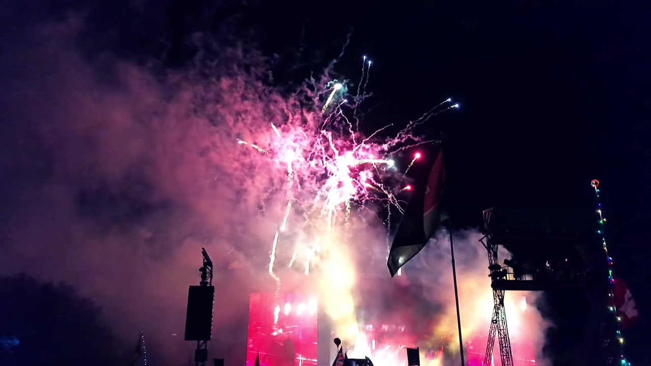 slow motion concert fireworks