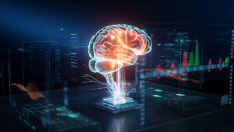 artificial intelligence brain on processor with digital data