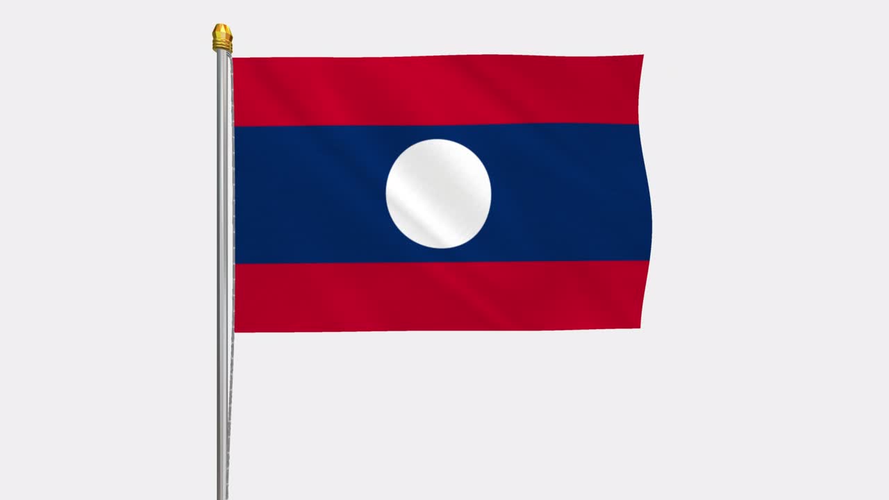 video de bucle de la bandera de laos revoloteando en el viento, video en cámara lenta de 4k, con canal alfa
