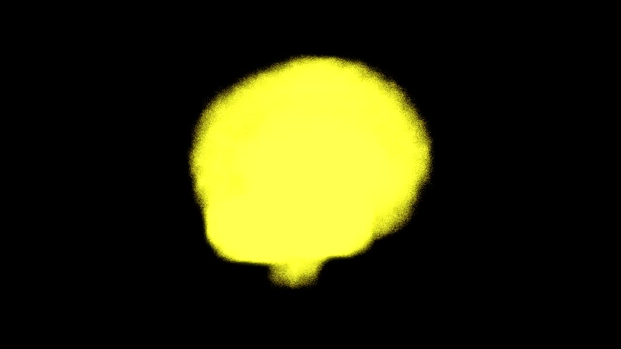 Gold Brain and dust on Black Background