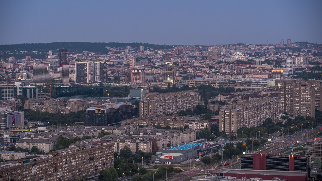 Cityscape view of Belgrade at night