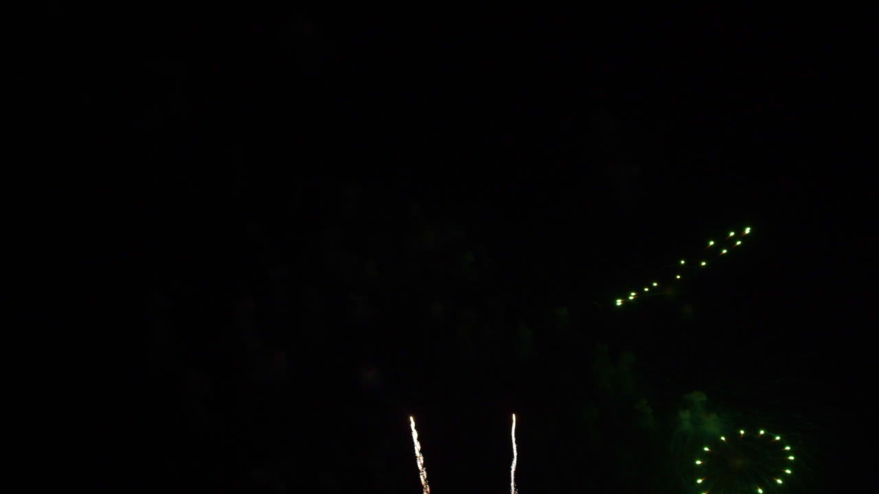 Fuochi d'artificio su sfondo nero con spazio per il testo. Statico