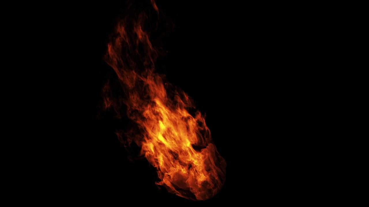 Udbrud af ildflammer isoleret på sort baggrund
