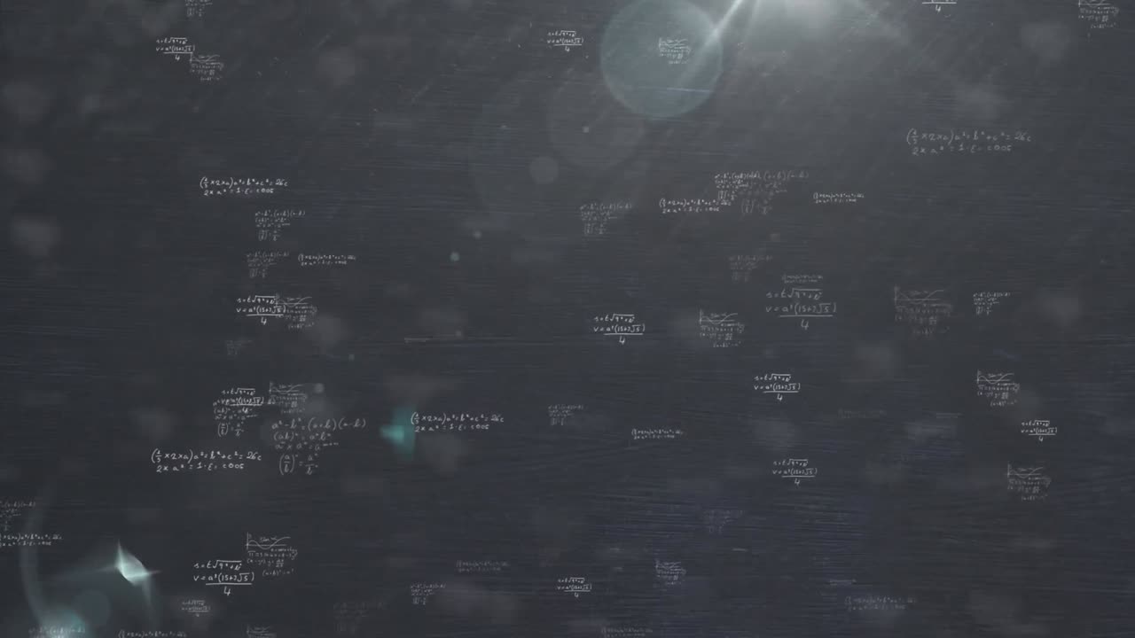Animation von mathematischen Zeichnungen und Formeln über Lichtern auf dunklem Hintergrund