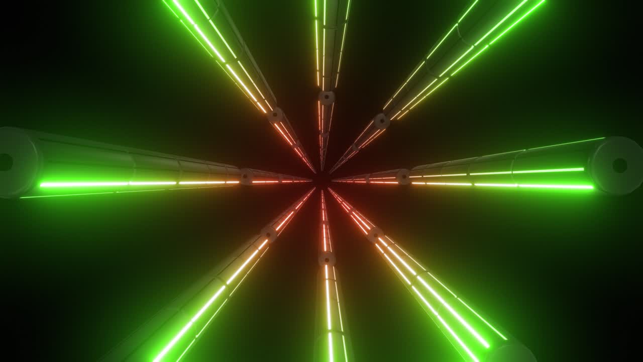 Neon Glowing Tubes Tunnel