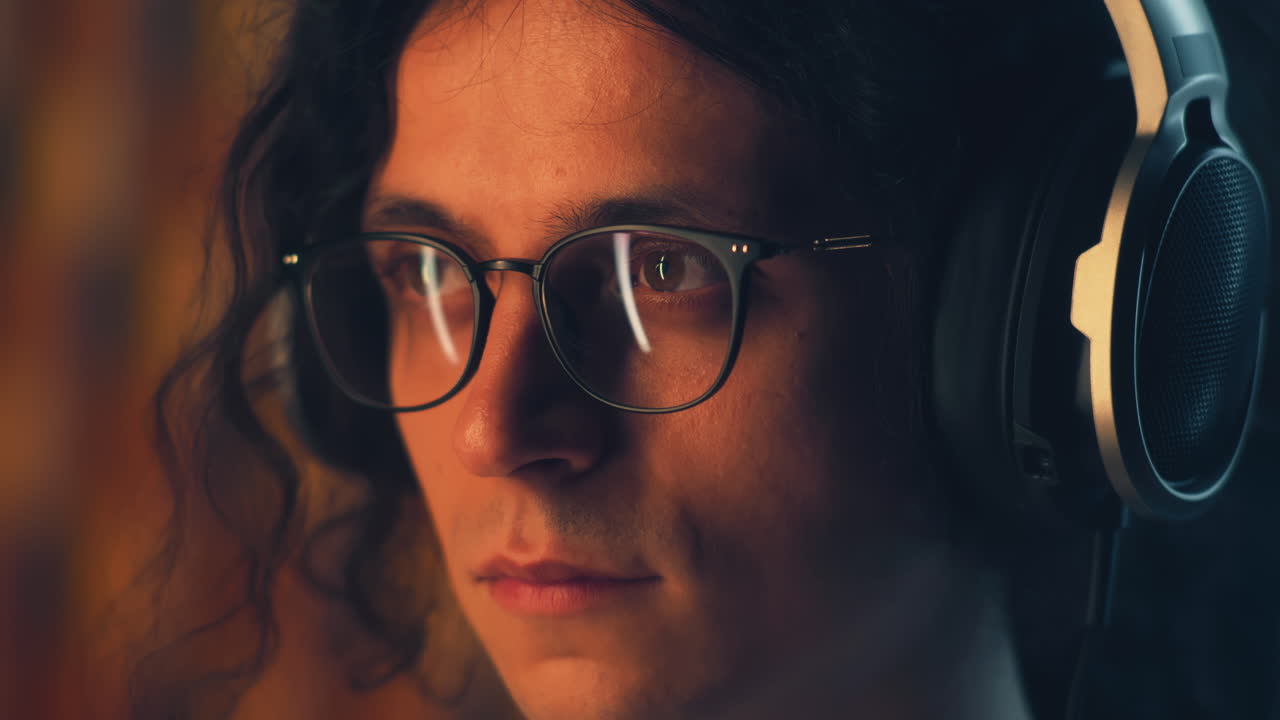 Guy in Headphones Surfing the Internet