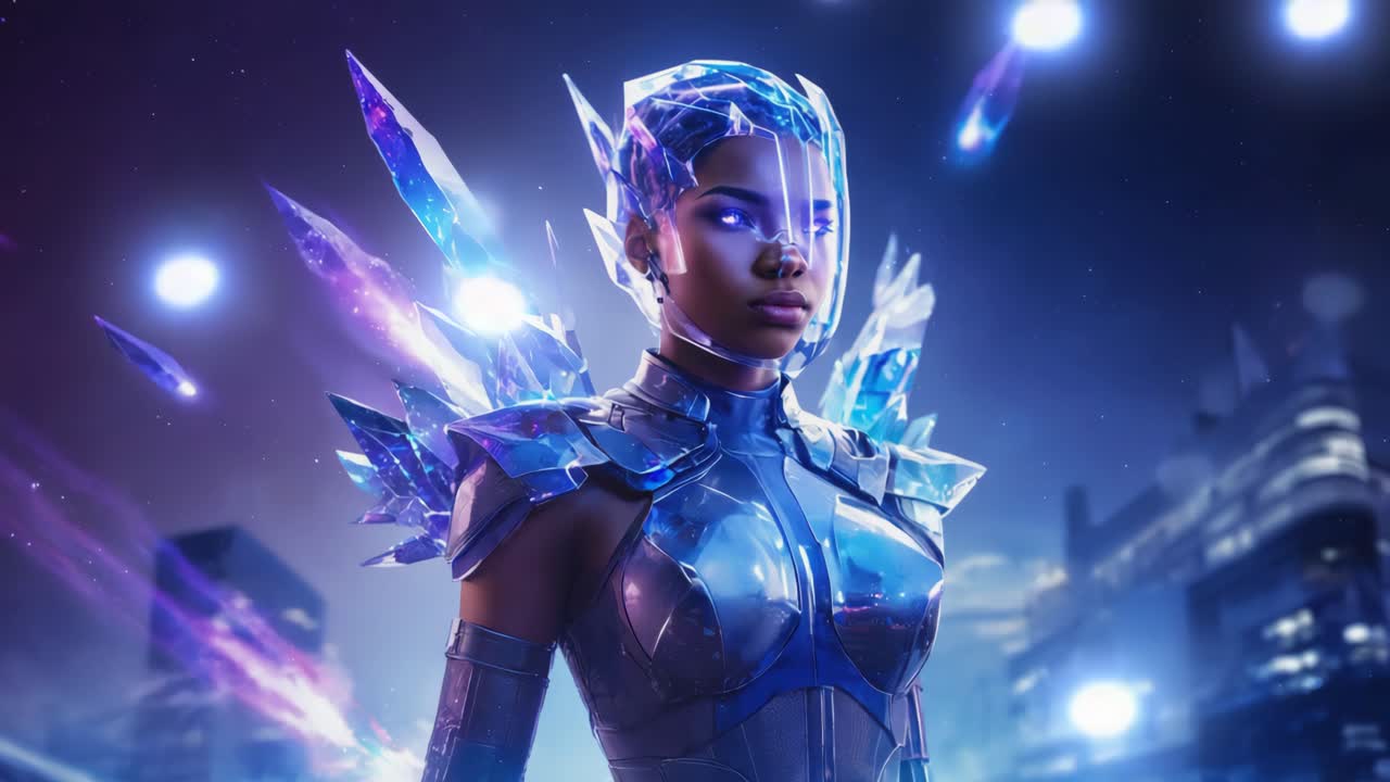 Futuristic Crystal Armor Woman