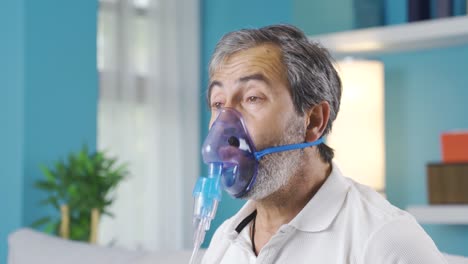 asthma patient using respirator.