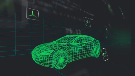 Animación-De-Múltiples-íconos-Digitales-Sobre-Un-Modelo-De-Automóvil-3d-Que-Se-Mueve-Sin-Fisuras-En-Un-Túnel