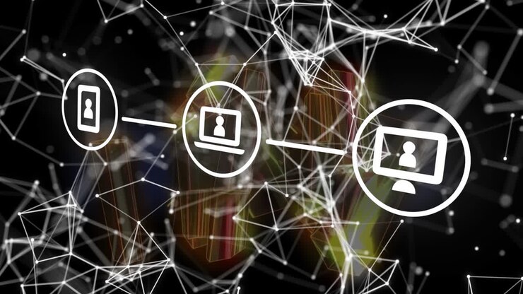 Animation of media icons over crystals