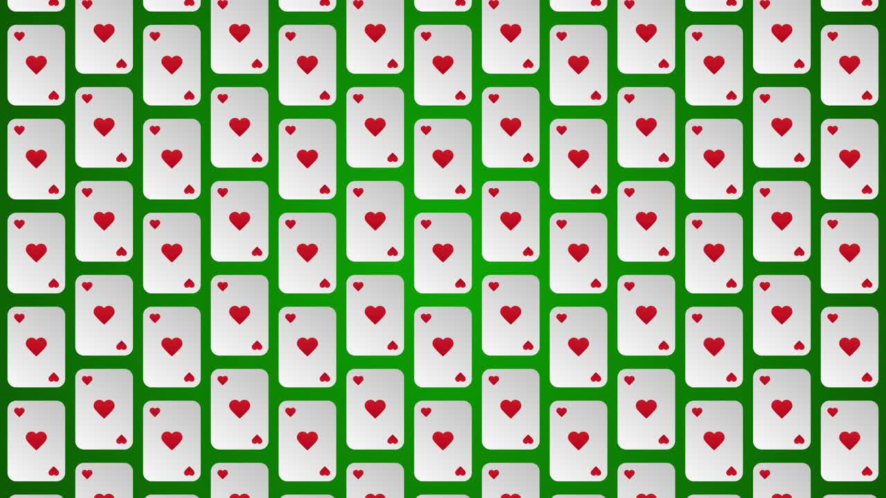 Playing card suits hearts pattern animated background