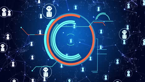 animación del alcance, redes de conexiones, procesamiento de datos científicos y íconos