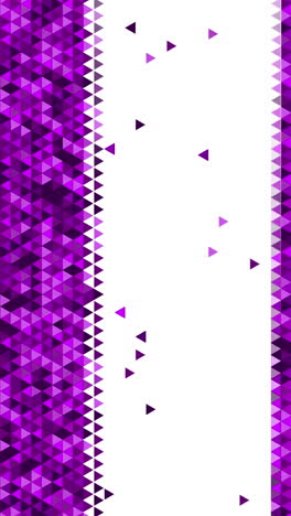 background of purple triangles on white background. empty space. isometric style. looped. vertical video.