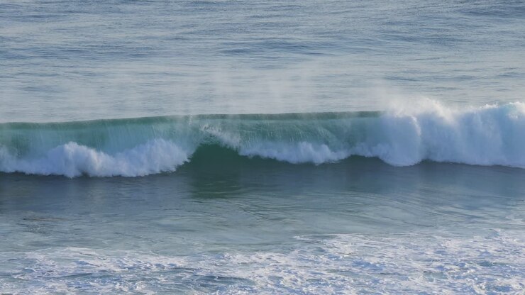 Waves forming and crashing on the shore