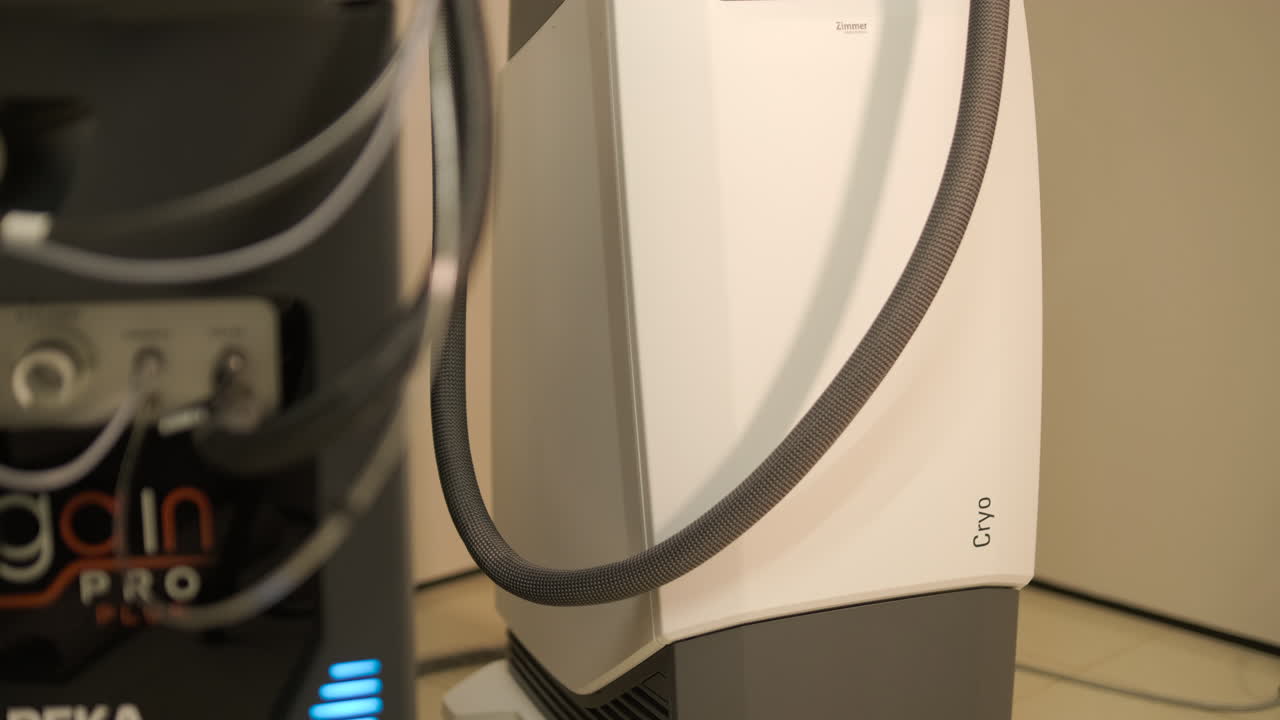 Modern Cryotherapy Machine Displaying Settings in a Clinic