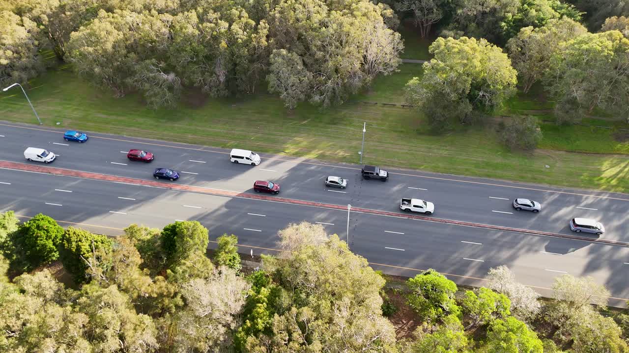 Aerial View of Highway Through Park