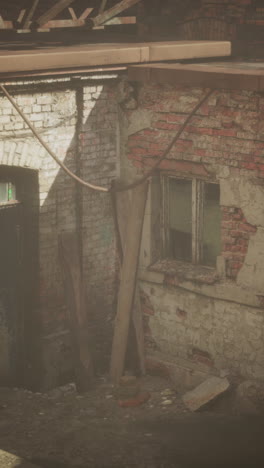 old abandoned industrial street view with brick facades