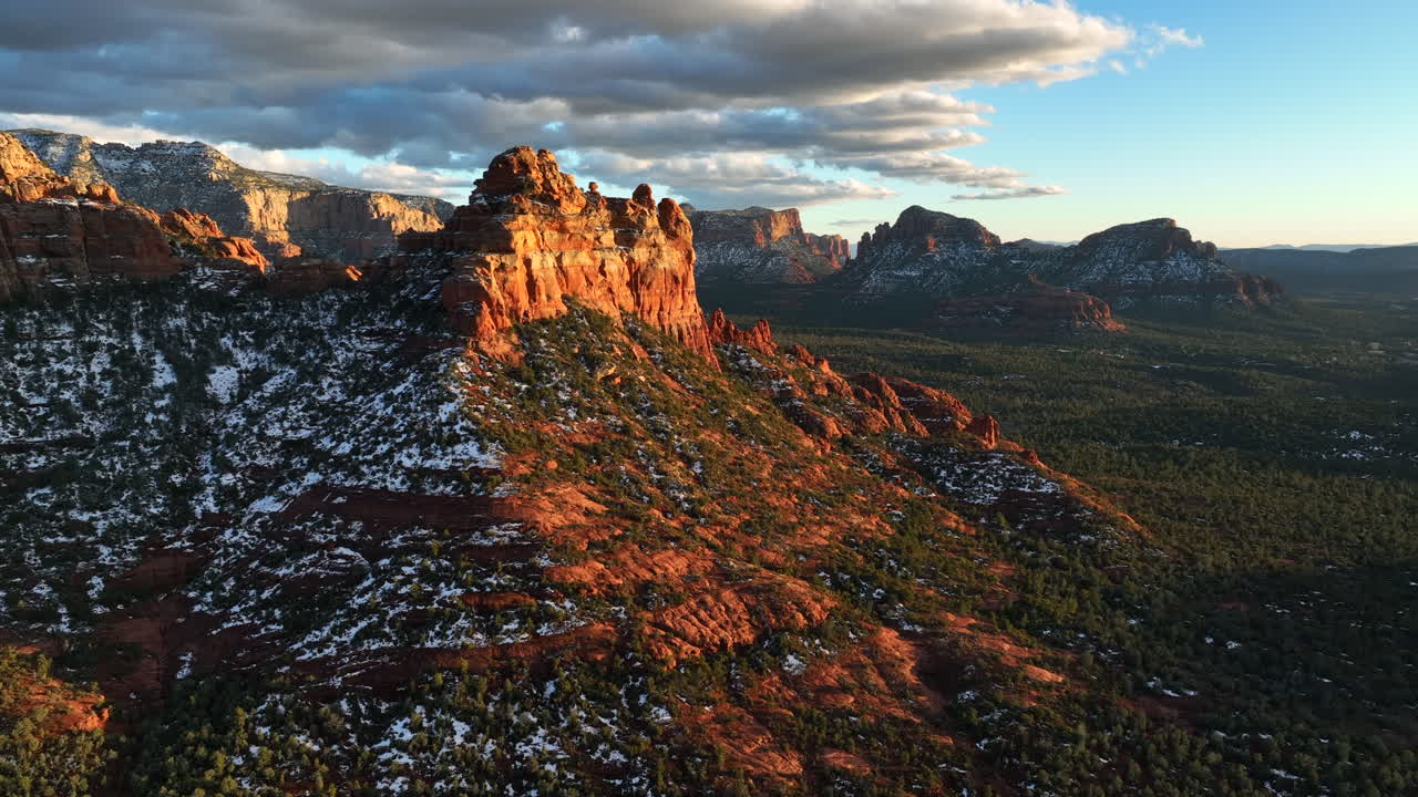 Clouds Over Red Rocks Of Sedona Arizona In USA - Drone Shot