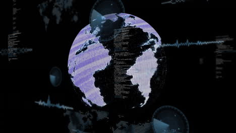 animation of digital globe with data streams and network connections in school