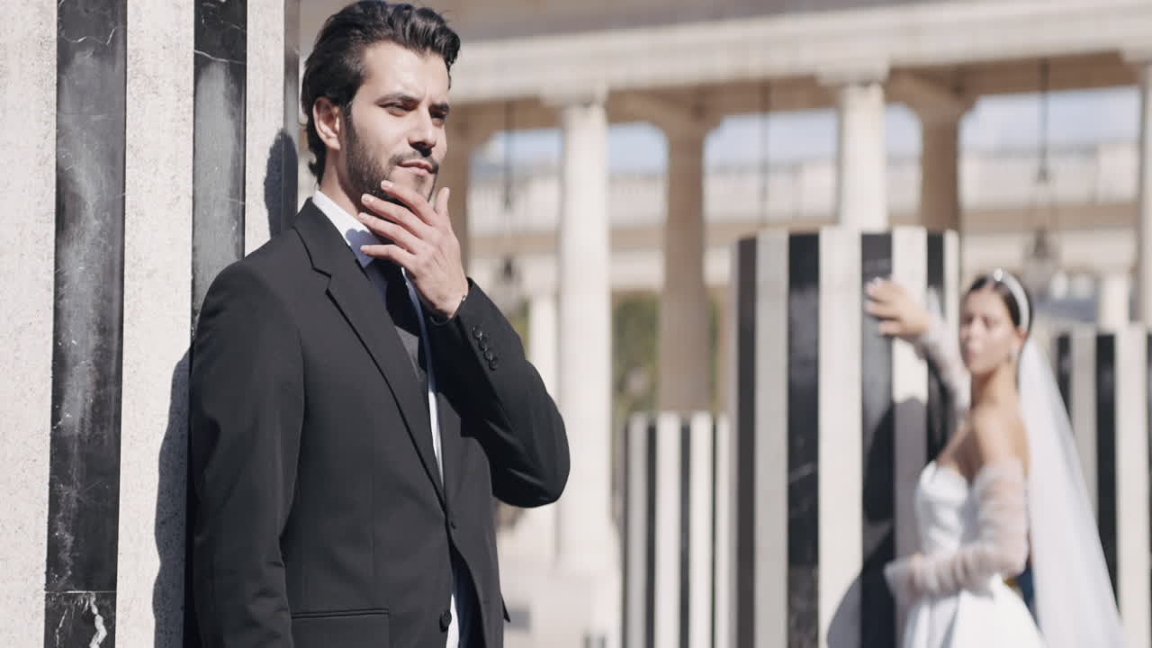 우아한 결혼 부부 초상화