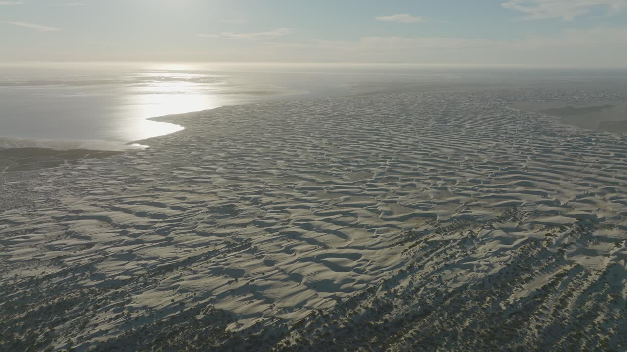 Sand Dunes on Baja California Sur Coastline in Mexico, Aerial Drone Flight