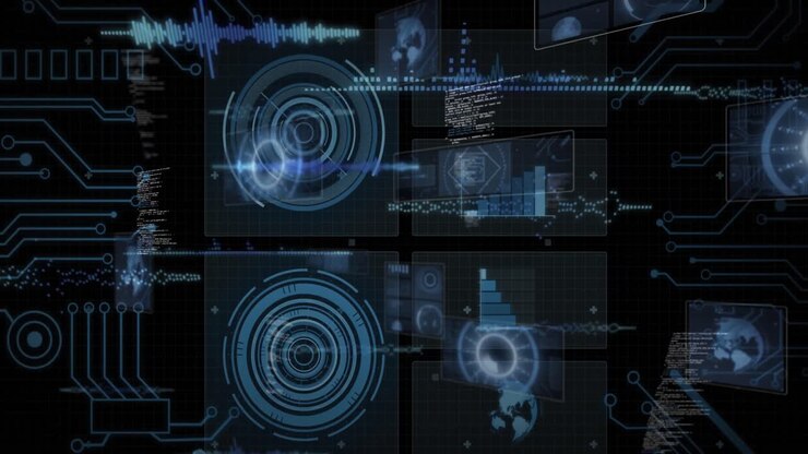 Animation of data processing over computer circuit board