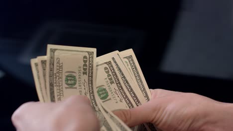 woman counting dollar banknotes. personal expenses, money calculation