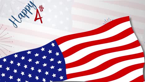 animada bandera estadounidense ondeando con un mensaje festivo
